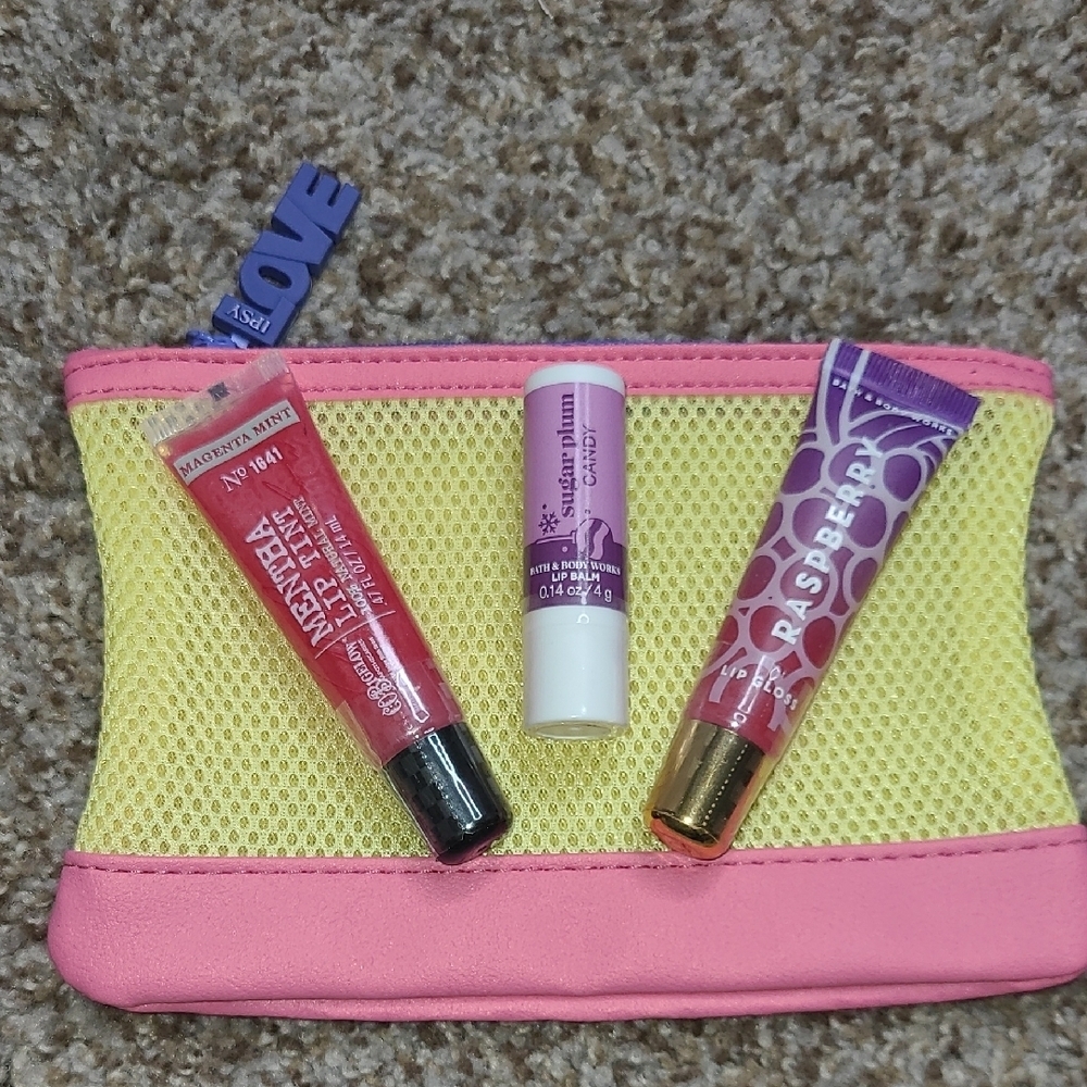 Bath And Body Works Lip Gloss And Balm With Ipsy Makeup Bag